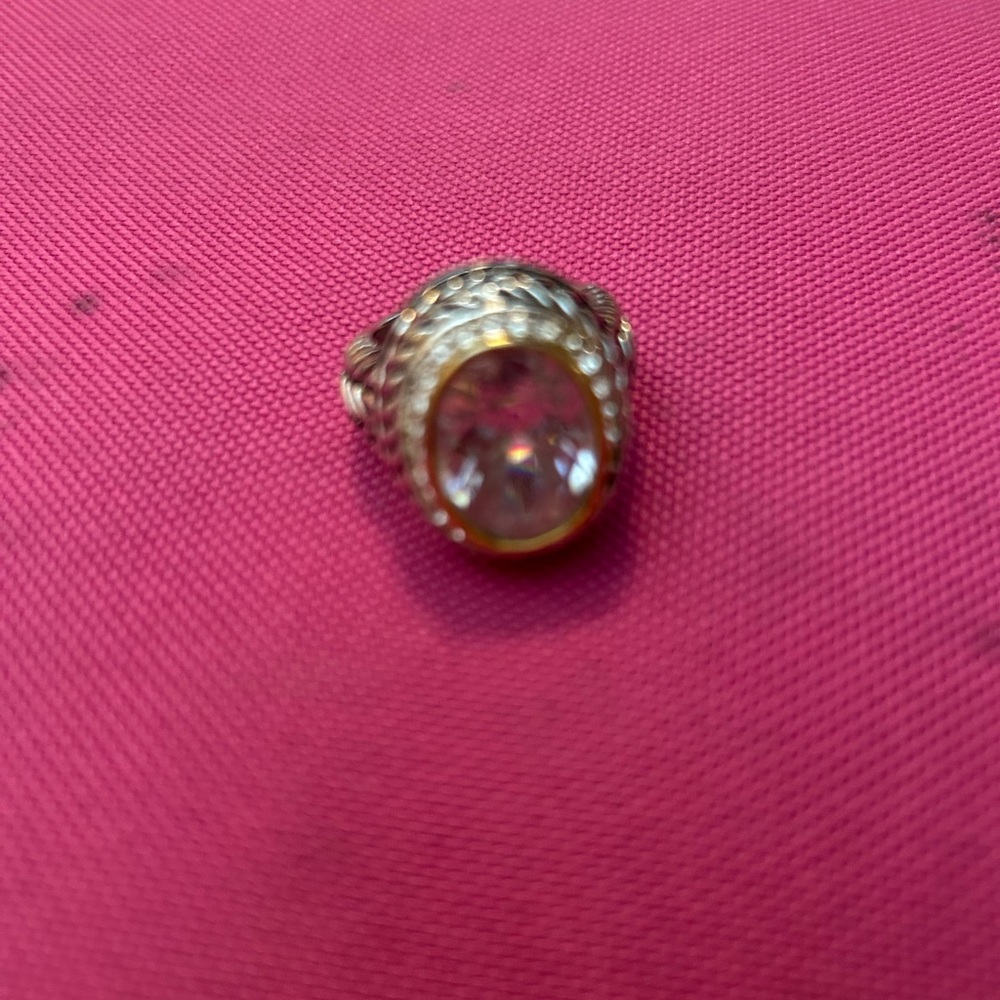 Gold and Silver Halo Ring with Center Stone